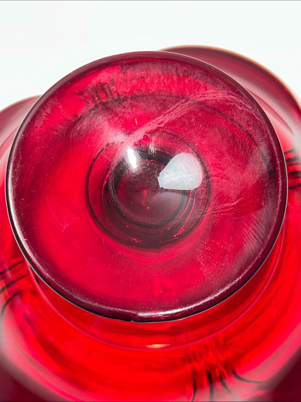Viking Glass Ruby Red Ambrina Shine 4 Point Pedestal Ruffle Dish - Picture 12 of 15
